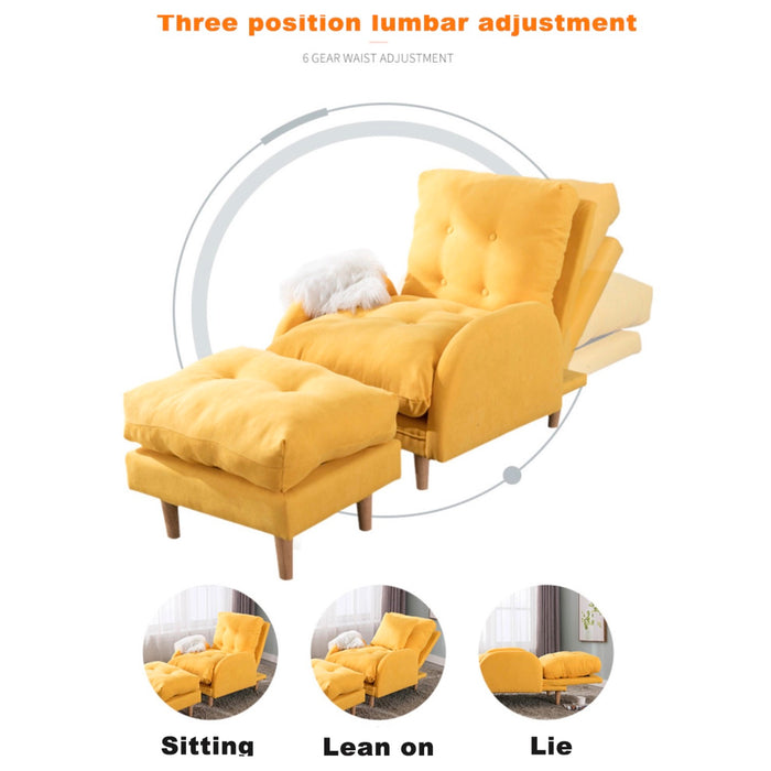 Fabric Lounge Sofa and Ottoman - Yellow/Grey/Blue