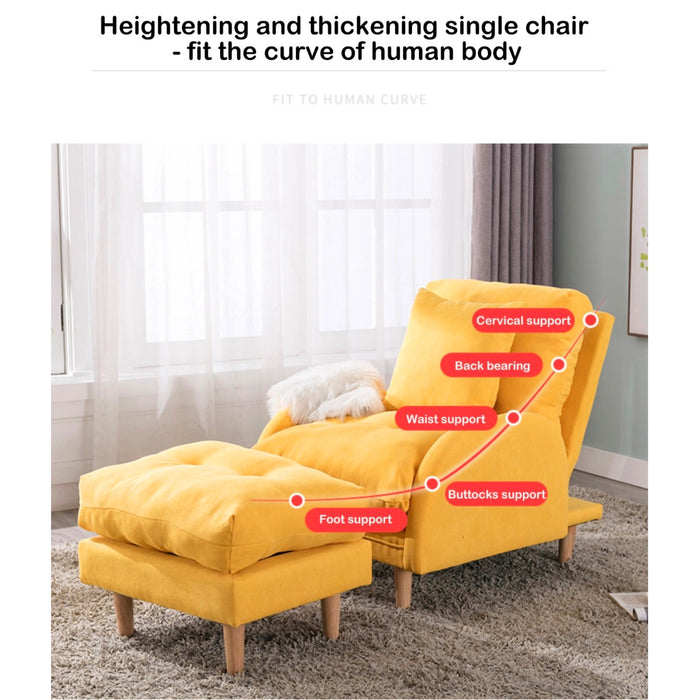 Fabric Lounge Sofa and Ottoman - Yellow/Grey/Blue