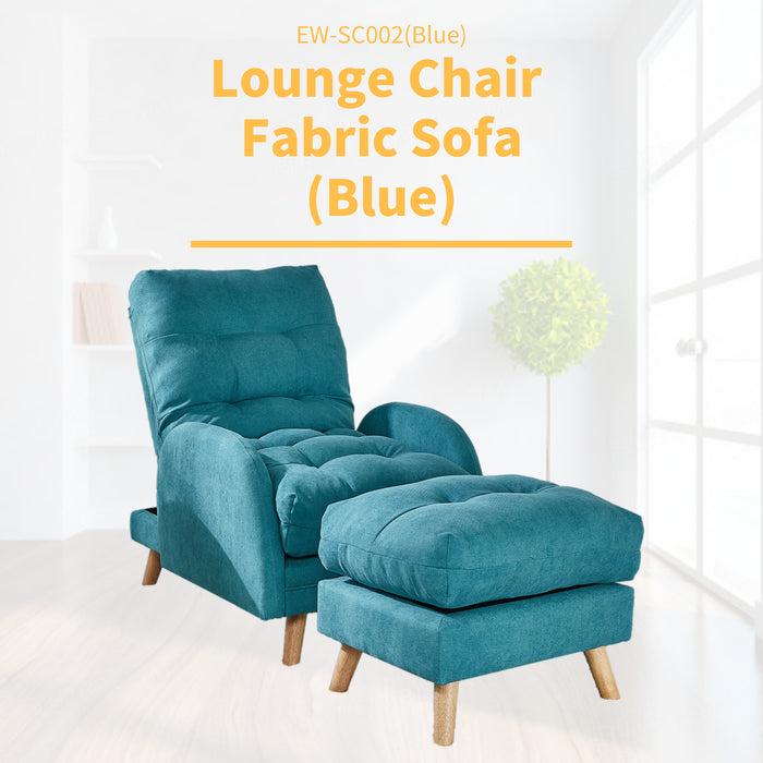 Fabric Lounge Sofa and Ottoman - Yellow/Grey/Blue