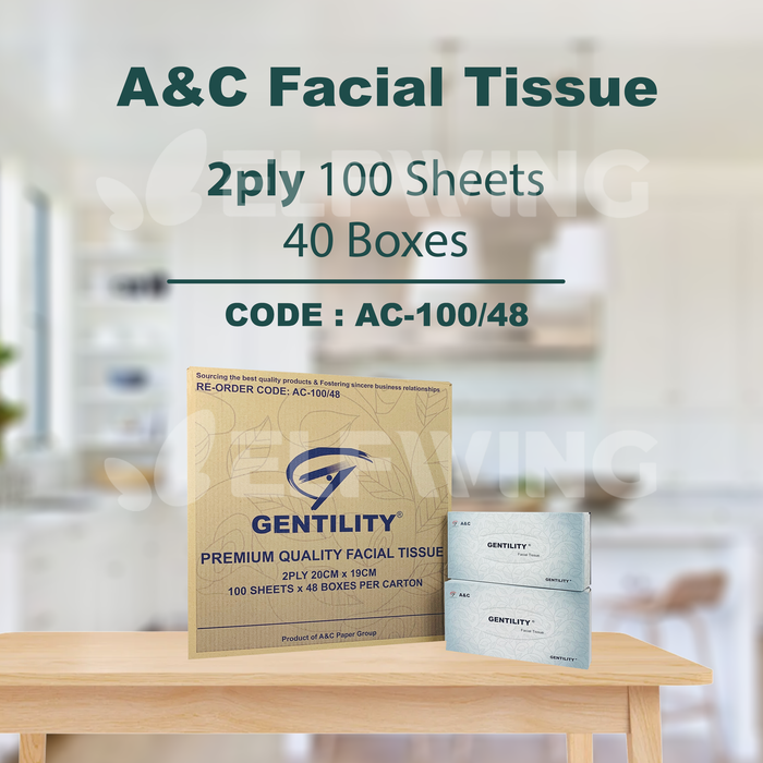 A&C AC-100/48 Facial Tissue  2ply 100 Sheets 48 Boxes