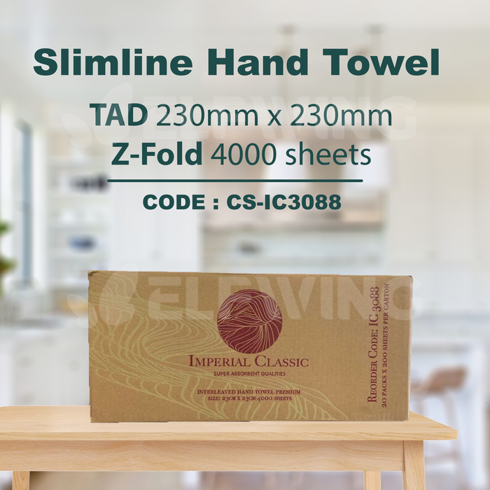 C&S CS-IC3088 Slimline Hand Towel 1ply Z-Fold 230mm x 230mm 4000 Sheets