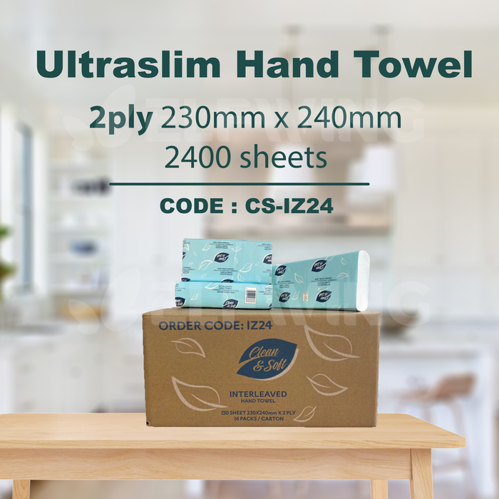 C&S CS-IZ24 Ultraslim Hand Towel 2ply 230mm x 240mm 2400 Sheets