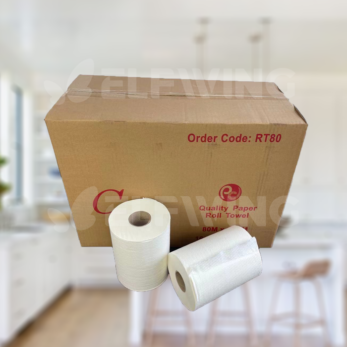 C&S CS-RT80 Virgin Roll Hand Towel (Yellow) 1ply 18cm x 80m 16 Rolls