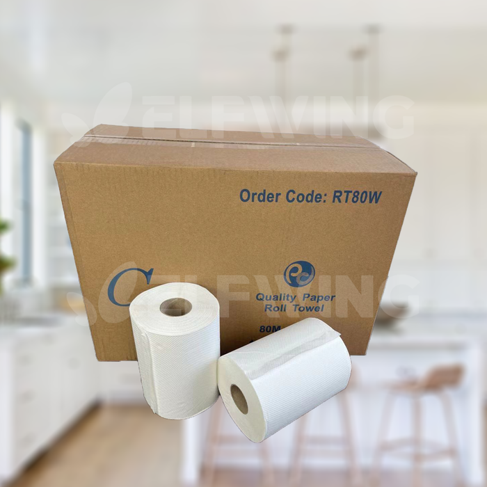 C&S CS-RT80W Virgin Roll Hand Towel (White) 1ply 18cm x 80m 16 Rolls