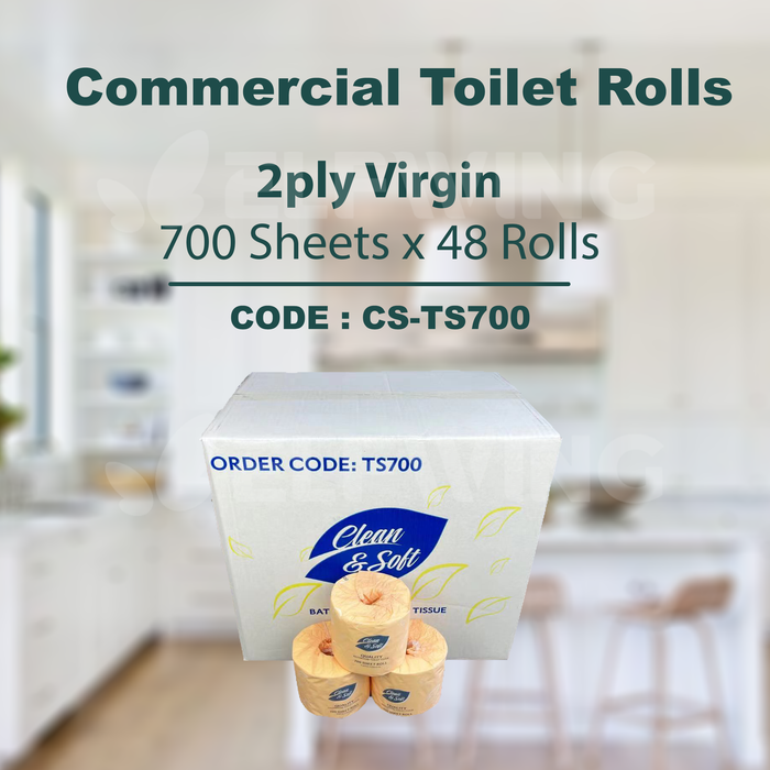 C&S CS-TS700 Commercial Virgin Toilet Rolls 2ply 700 Sheets x 48 Rolls