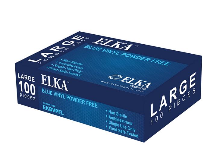 Elka Blue Vinyl Powder Free Gloves Pack of 1000