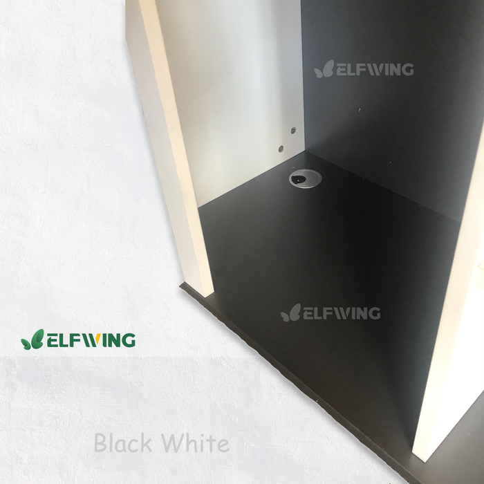 Executive L-Shaped 1.8m Office Desk Right Return - Metal Black + White / Brown + White