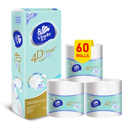 Vinda 4D Deluxe 150g 4ply Bathroom Tissue VC4612 (Baby Soft) (60 rolls)