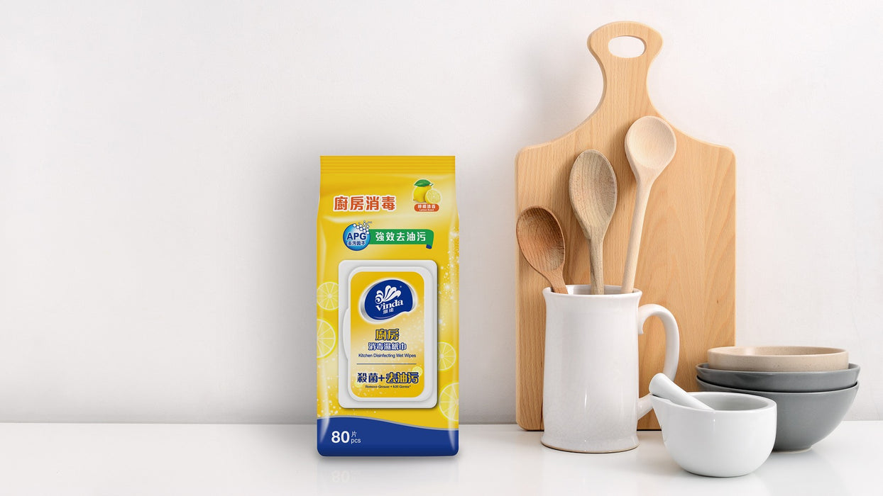 Vinda 80sheets Kitchen Disinfecting Wet Wipes VCW4008 (Lemon Scent) (12pack)