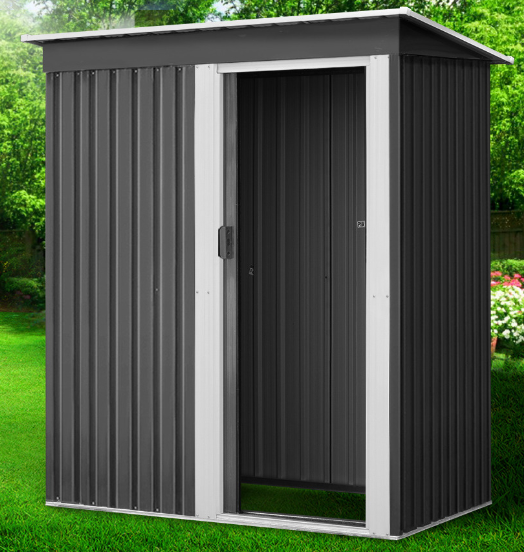 153W x 181H x 77D Monument Skillion Roof Space Saver Garden Shed with Sliding Door – Model 0305
