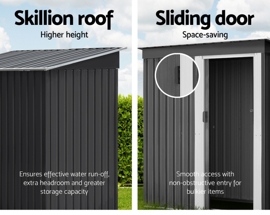 153W x 181H x 77D Monument Skillion Roof Space Saver Garden Shed with Sliding Door – Model 0305