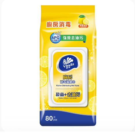 Vinda 80sheets Kitchen Disinfecting Wet Wipes VCW4008 (Lemon Scent) (12pack)