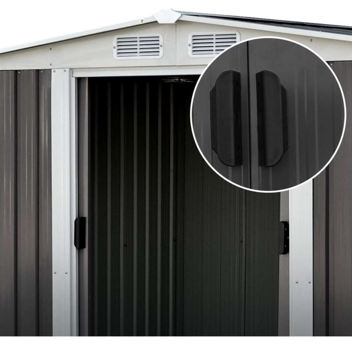 246W x 175H x 192D Monument Gable Roof Garden Shed with Sliding Double Doors – Model 0608