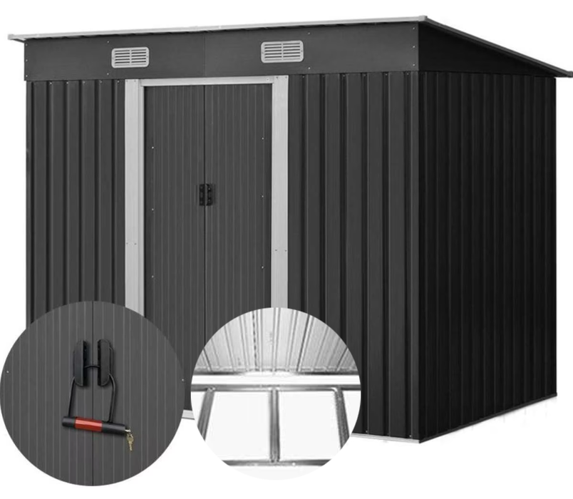 226W x 175H x 192D Monument Skillion Roof Garden Shed with Sliding Double Doors – Model 0408