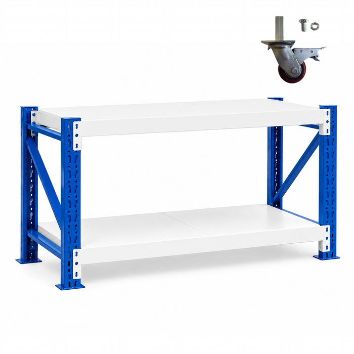 Heavy Duty WorkBehcn 400KG Blue and Grey With Wheels