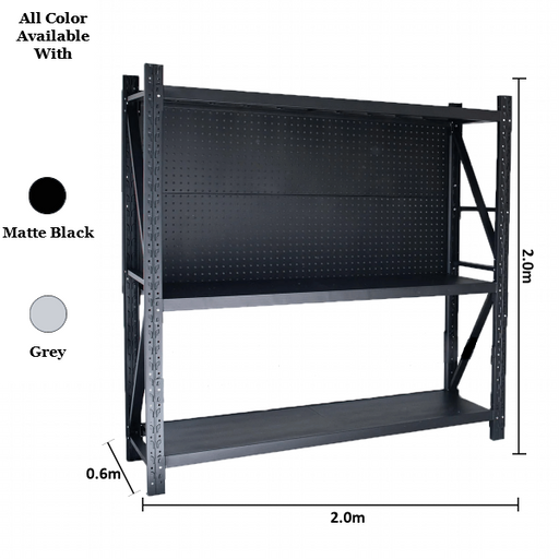Heavy Duty Garage Pegbaord Shelving 600KG Dimensions 2.0m x 2.0m x 0.6m