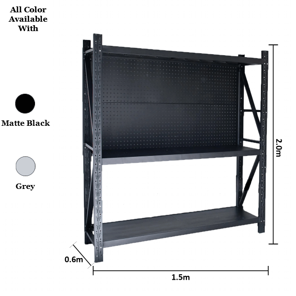 Heavy Duty Garage pegboard Shelving 800KG Dimensions 1.5m x 2.0m x 0.6m