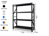 Heavy Duty Garage Shelving 800KG Dimensions 1.5m x 1.8m x 0.6m