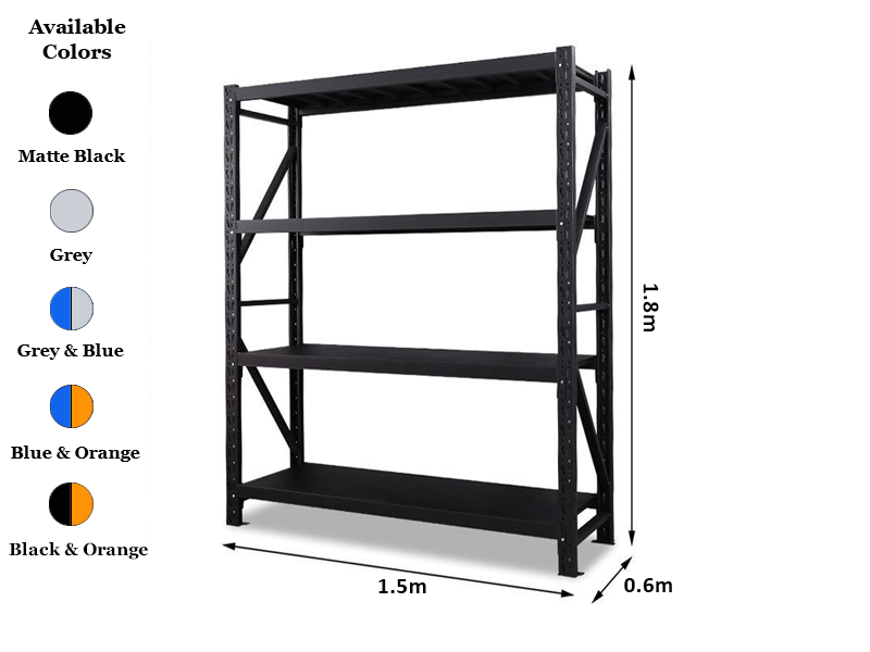 Heavy Duty Garage Shelving 800KG Dimensions 1.5m x 1.8m x 0.6m