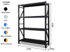 Heavy Duty Garage Shelving 800KG Dimensions 1.5m x 2.0m x 0.6m