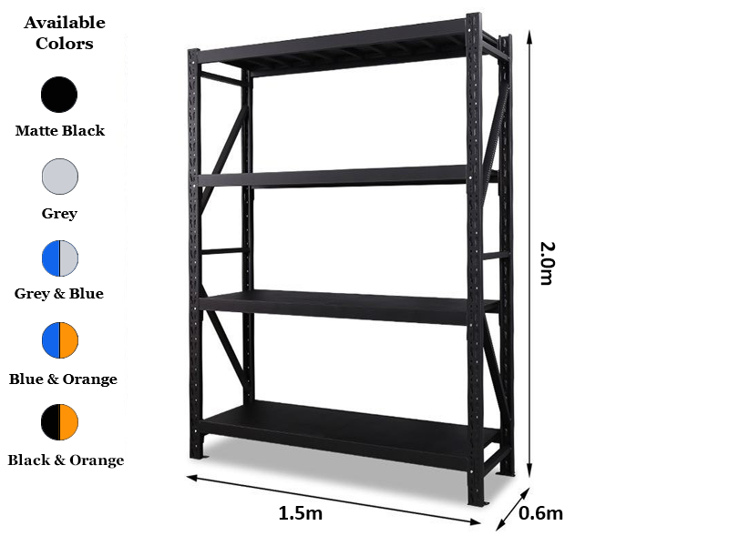 Heavy Duty Garage Shelving 800KG Dimensions 1.5m x 2.0m x 0.6m