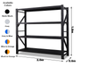 Heavy Duty Garage Shelving 800KG Dimensions 2.0m x 1.8m x 0.6m