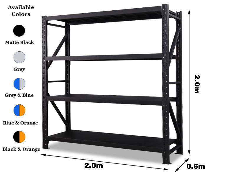 Heavy Duty Garage Shelving 800KG Dimensions 2.0m x 2.0m x 0.6m