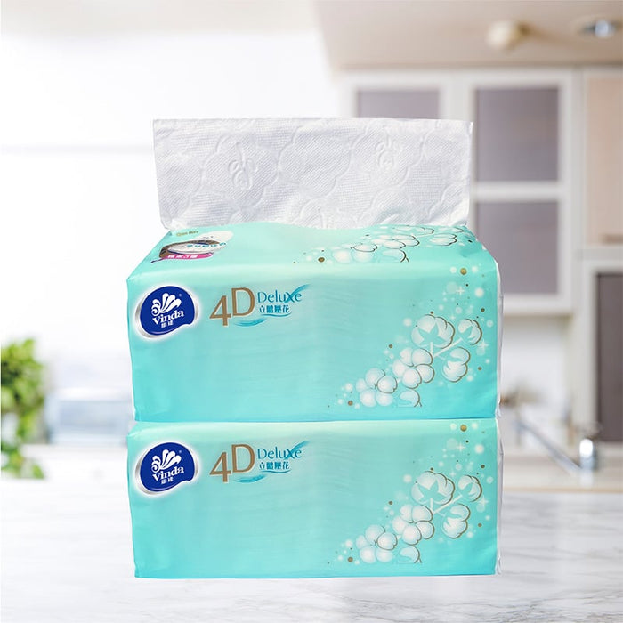 Vinda 4D Deluxe 100sheets 3ply Soft Pack Facial Tissue VC2431 ( (Baby Soft) (40 packs)