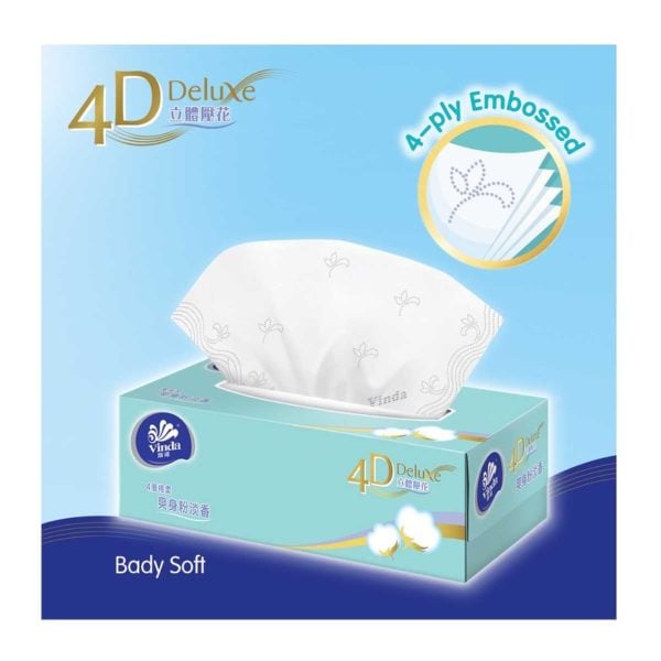 Vinda 4D Deluxe 80sheets 4ply Box Facial Tissue VC2423 (Baby Soft) (40 packs)