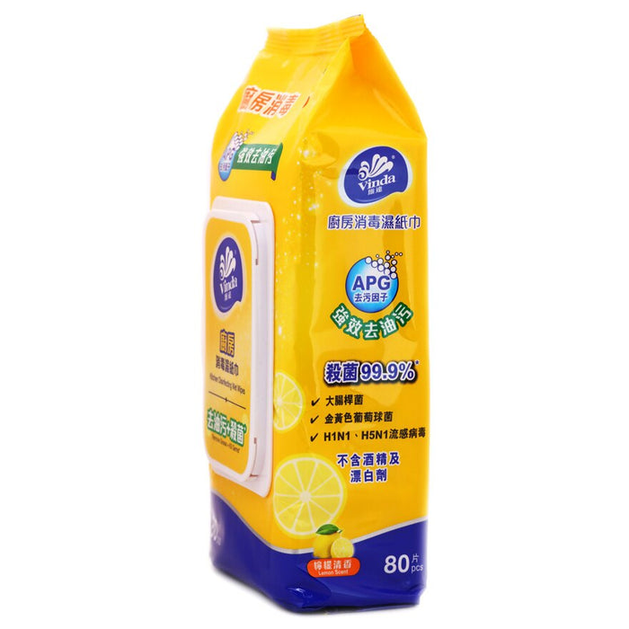 Vinda 80sheets Kitchen Disinfecting Wet Wipes VCW4008 (Lemon Scent) (12pack)