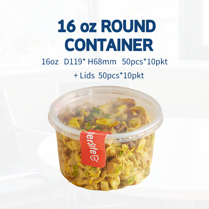16oz Round Plastic Containers + Lids 500pcs