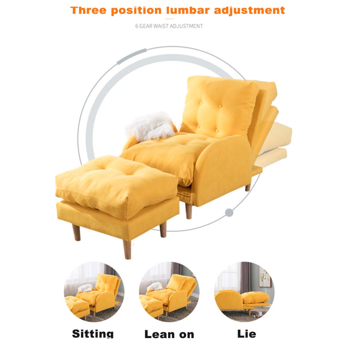 Fabric Lounge Sofa and Ottoman - Yellow/Grey/Blue