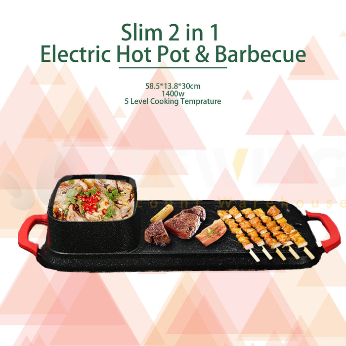 Slim 2 in 1 Electric Hot Pot & Barbecue