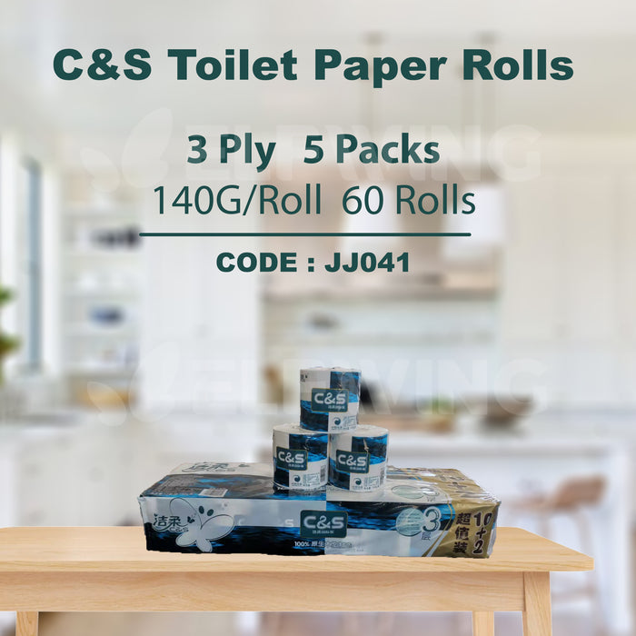 C&S Toilet Paper Rolls 3Ply 140g/roll 60 Rolls