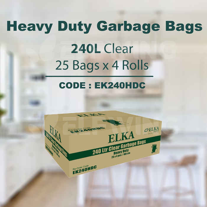 Elka 240L Heavy Duty Garbage Bags (Clear) EK240HDC