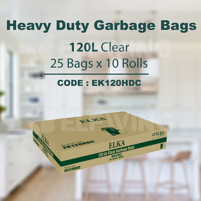 Elka 120L Heavy Duty Garbage Bags (Clear) EK120HDC