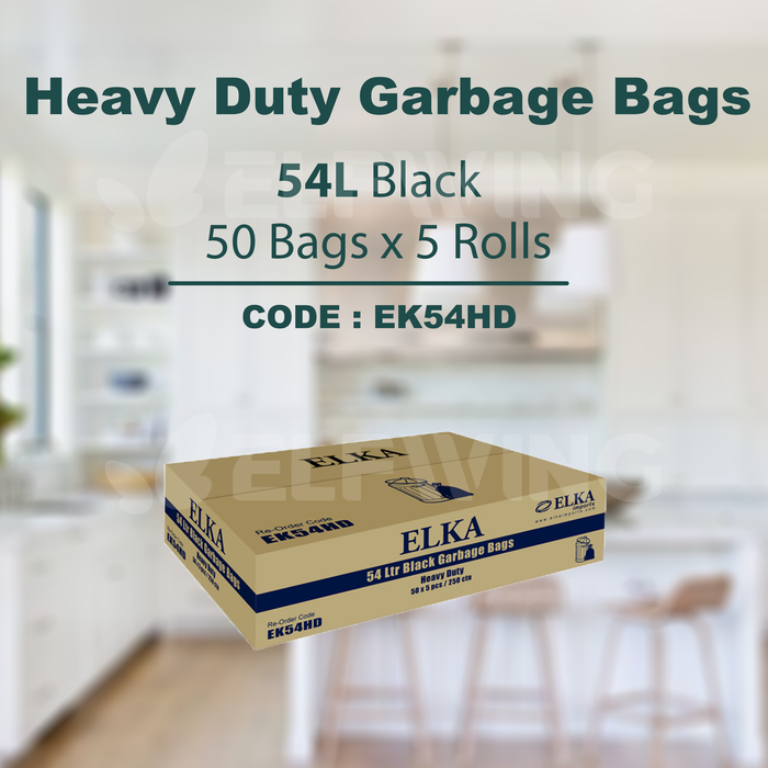 Elka 54L Heavy Duty Garbage Bags (Black) EK54HD