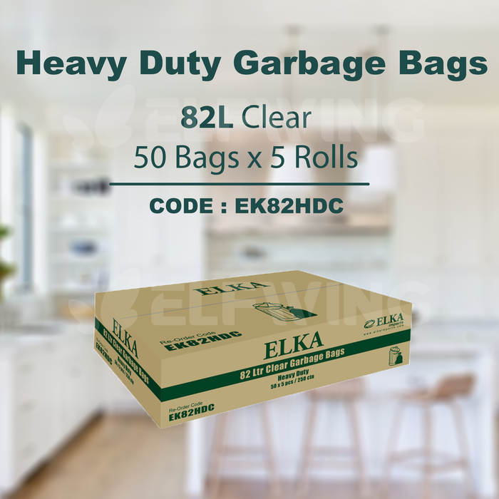 Elka 82L Heavy Duty Garbage Bags (Clear) EK82HDC
