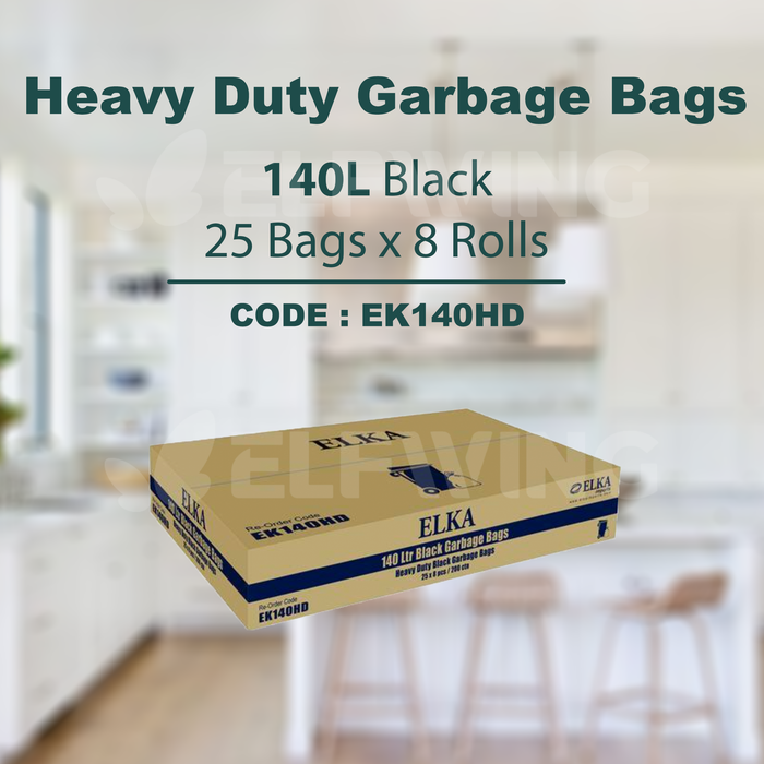 Elka 140L Heavy Duty Garbage Bags (Black) EK140HD
