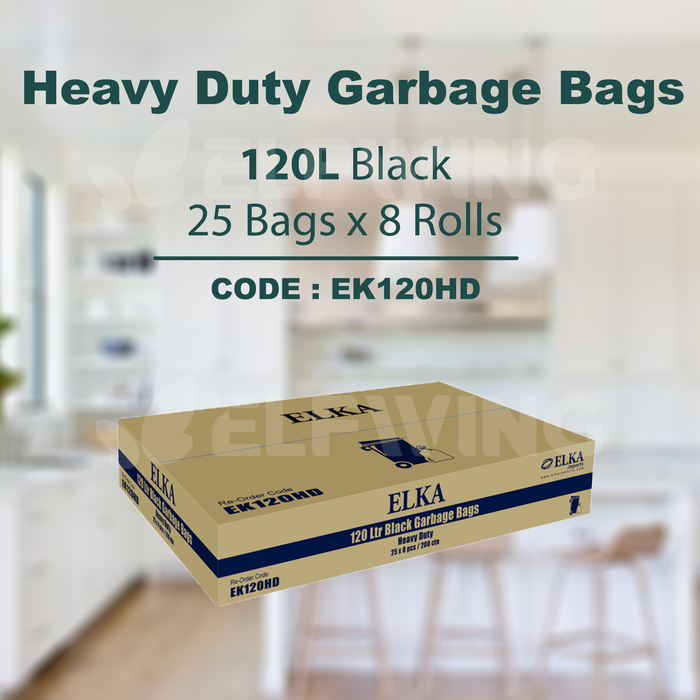 Elka 120L Heavy Duty Garbage Bags (Black) EK120HD