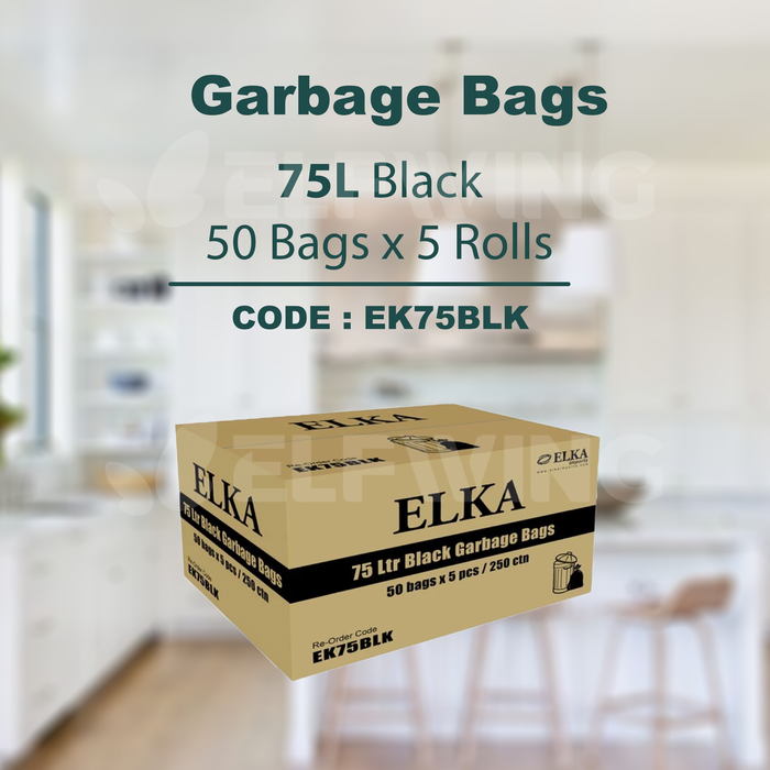 Elka 75L Garbage Bags (Black) EK75BLK