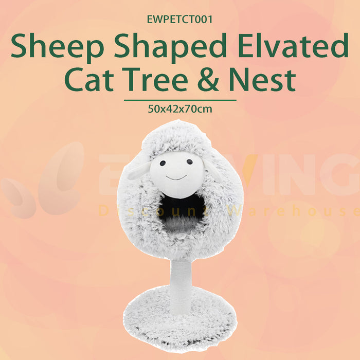 Sheep Shape Elvated Cat Tree & Nest