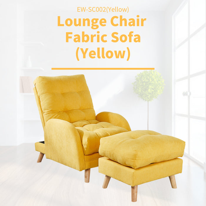 Fabric Lounge Sofa and Ottoman - Yellow/Grey/Blue