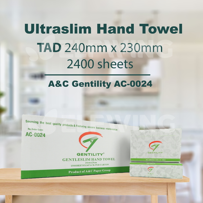 A&C AC-0024 Ultraslim Hand Towel TAD 240mm x 230mm 2400 sheets