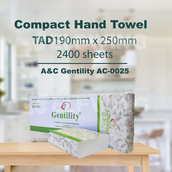 A&C AC-0025 Compact Hand Towel TAD 190mm x 250mm 2400 sheets