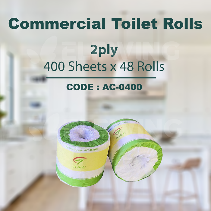 A&C AC-0400 Commercial Toilet Rolls 2ply 400 Sheets 48 Rolls