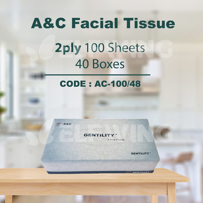 A&C AC-100/48 Facial Tissue  2ply 100 Sheets 48 Boxes