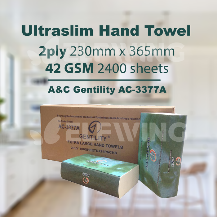 A&C AC-3377A Ultraslim Hand Towel 2ply 230mm x 365mm 2400 sheets 42GSM
