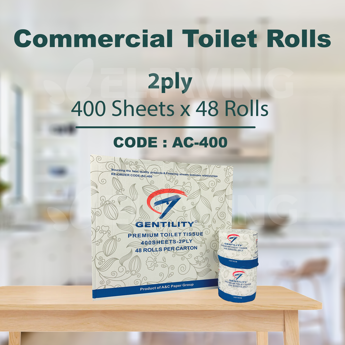 A&C AC-400 Commercial Toilet Rolls 2ply 400 Sheets 48 Rolls