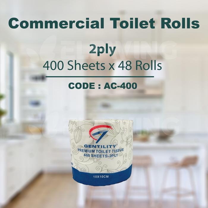 A&C AC-400 Commercial Toilet Rolls 2ply 400 Sheets 48 Rolls